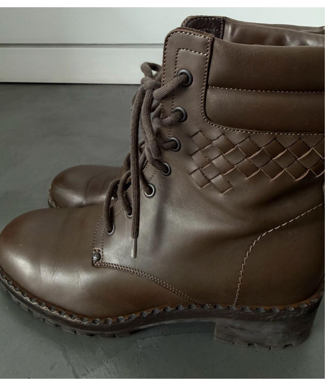 BOTTEGA VENETA Коричневые кожаные ботинки, фото 7