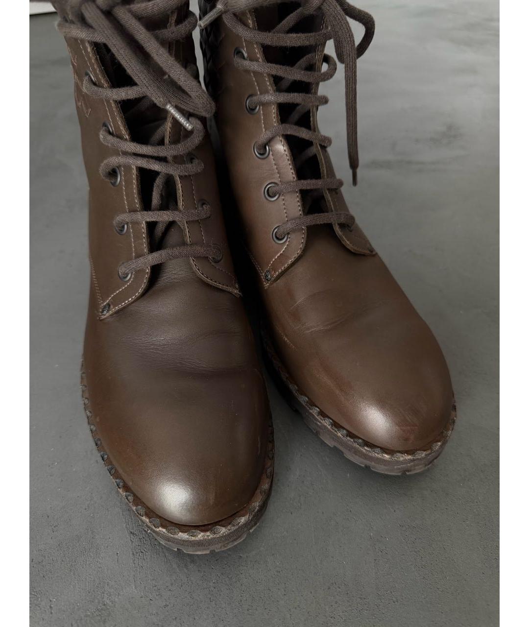 BOTTEGA VENETA Коричневые кожаные ботинки, фото 8