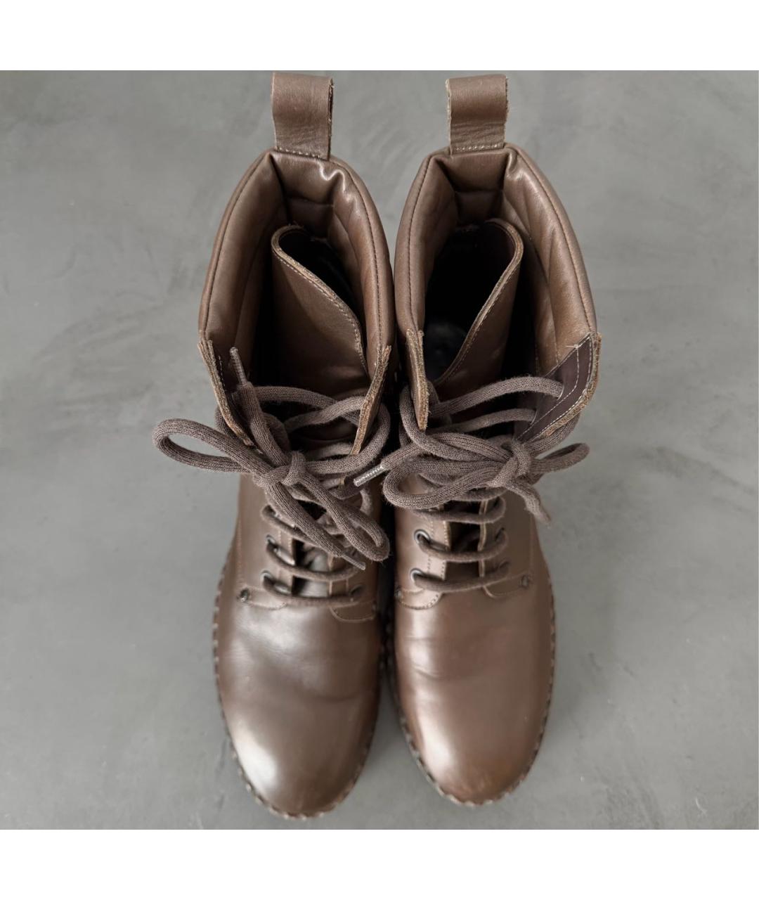 BOTTEGA VENETA Коричневые кожаные ботинки, фото 3