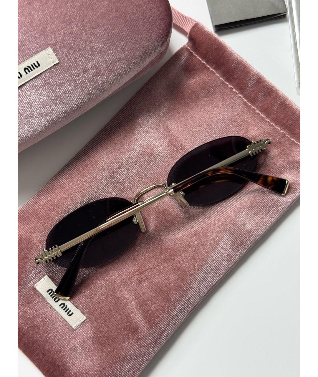 MIU MIU Черные металлические солнцезащитные очки, фото 3