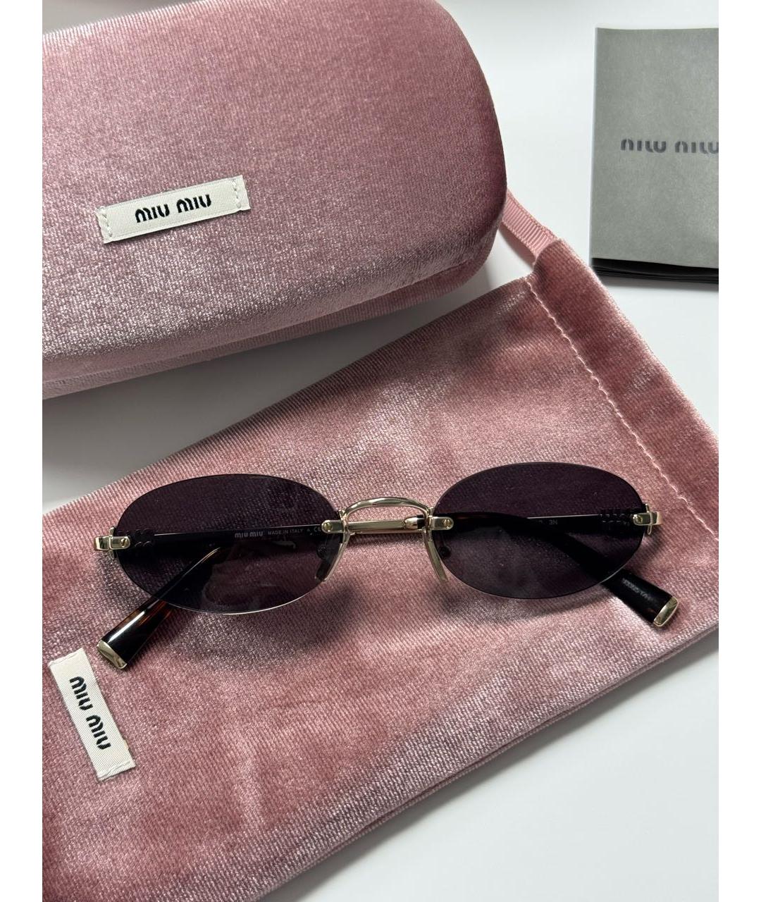 MIU MIU Черные металлические солнцезащитные очки, фото 2