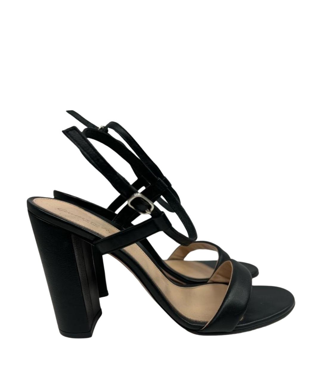 GIANVITO ROSSI Черные кожаные босоножки, фото 1