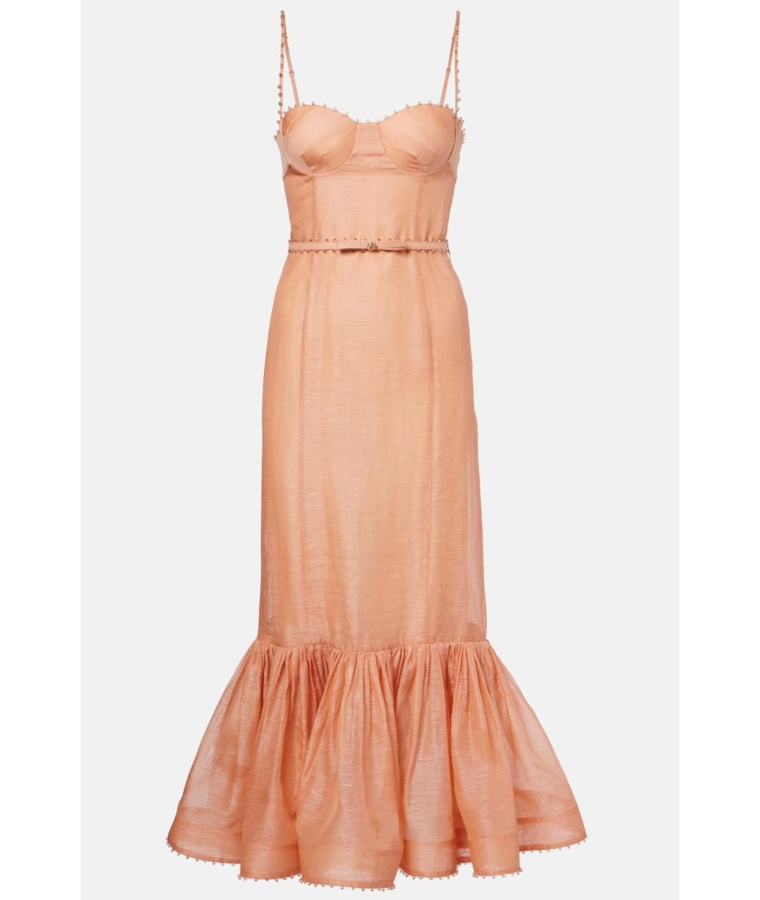ZIMMERMANN Розовое льняное коктейльное платье, фото 5
