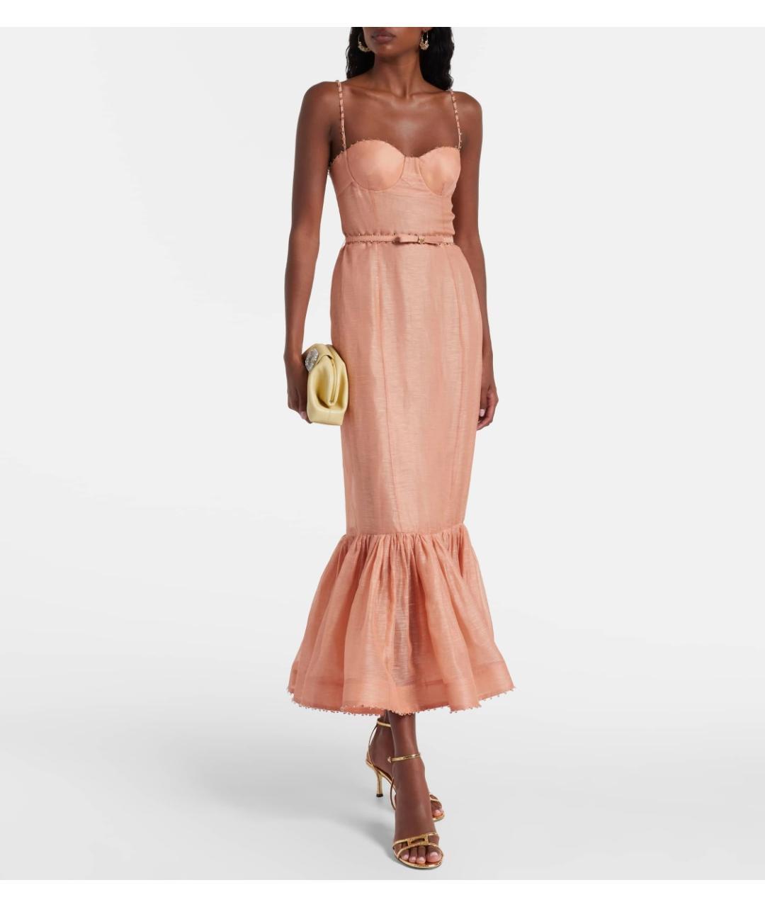 ZIMMERMANN Розовое льняное коктейльное платье, фото 2