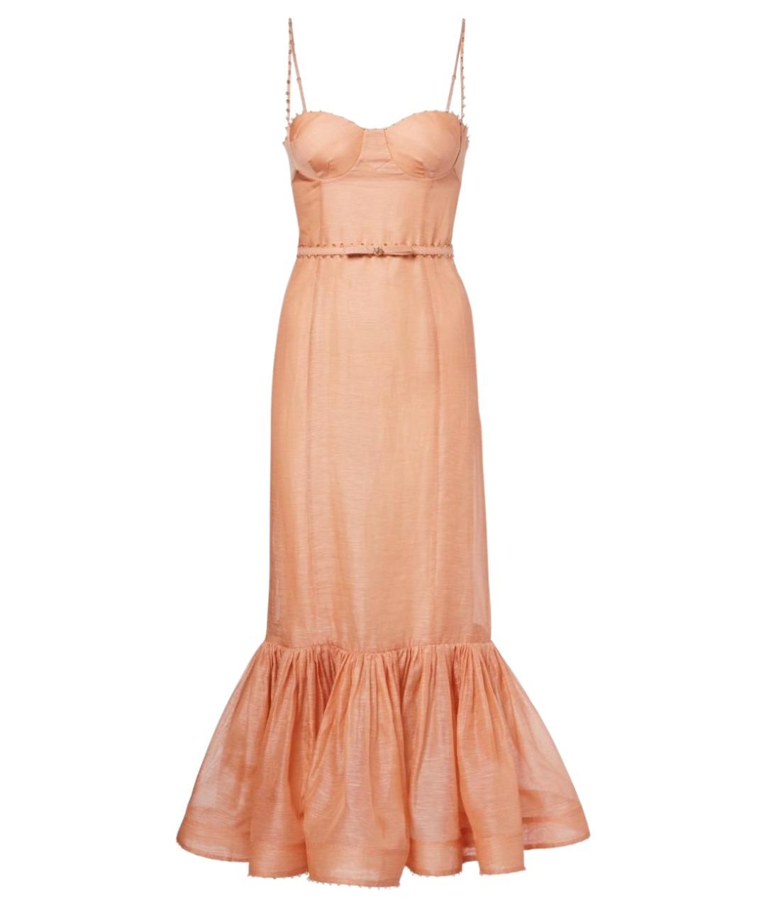 ZIMMERMANN Розовое льняное коктейльное платье, фото 1