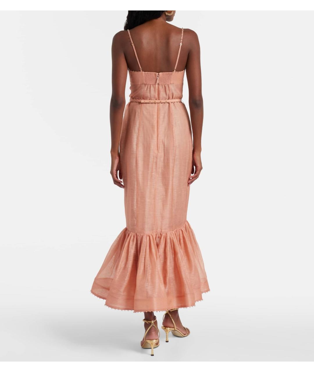 ZIMMERMANN Розовое льняное коктейльное платье, фото 3