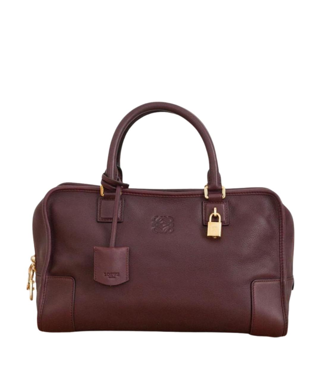 LOEWE Бордовая кожаная сумка с короткими ручками, фото 1
