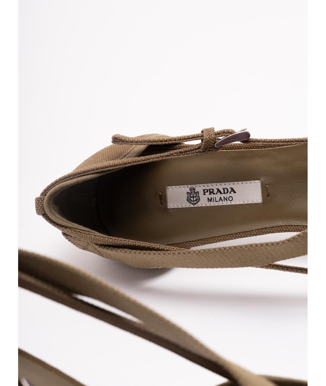 PRADA Хаки текстильные туфли, фото 6
