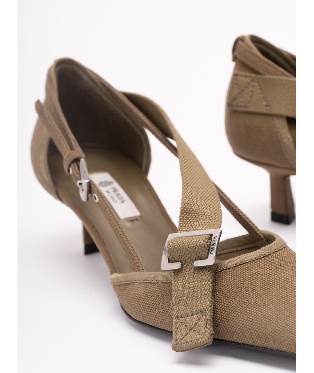 PRADA Хаки текстильные туфли, фото 5