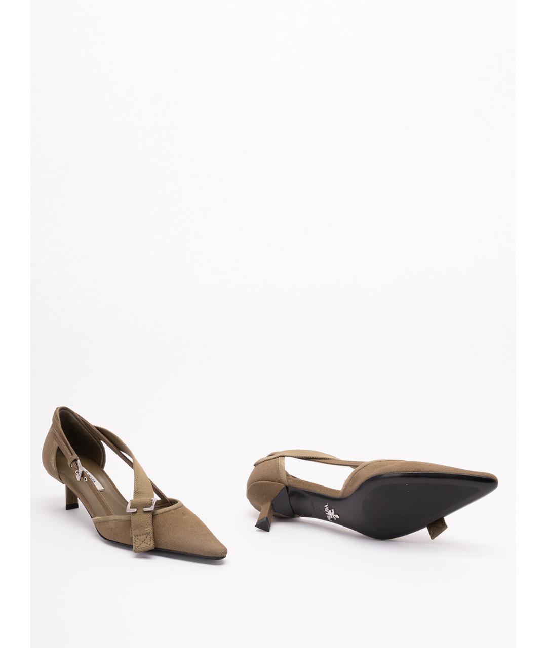 PRADA Хаки текстильные туфли, фото 4