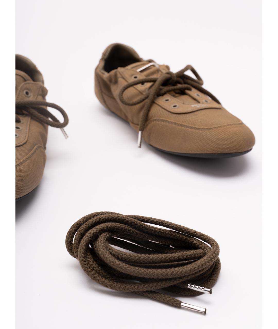 PRADA Хаки текстильные кроссовки, фото 4