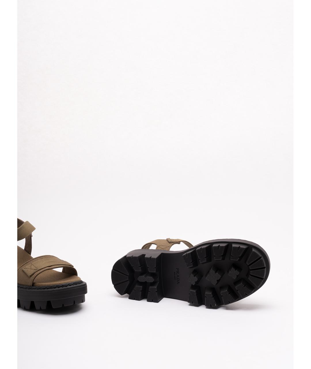 PRADA Хаки текстильные босоножки, фото 4