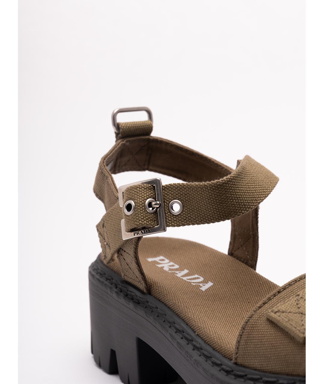 PRADA Хаки текстильные босоножки, фото 5