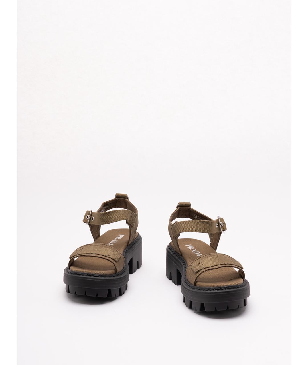 PRADA Хаки текстильные босоножки, фото 2