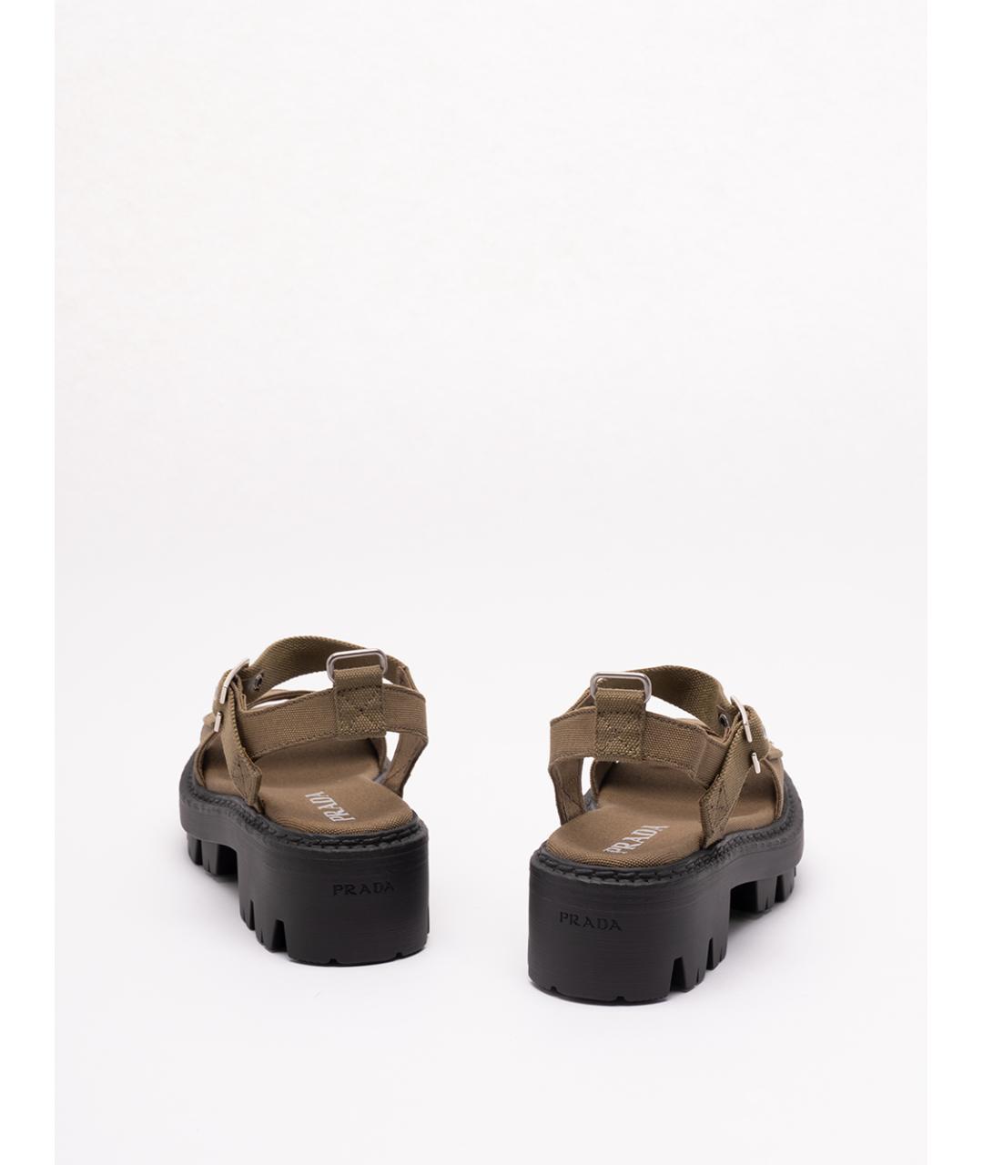 PRADA Хаки текстильные босоножки, фото 3