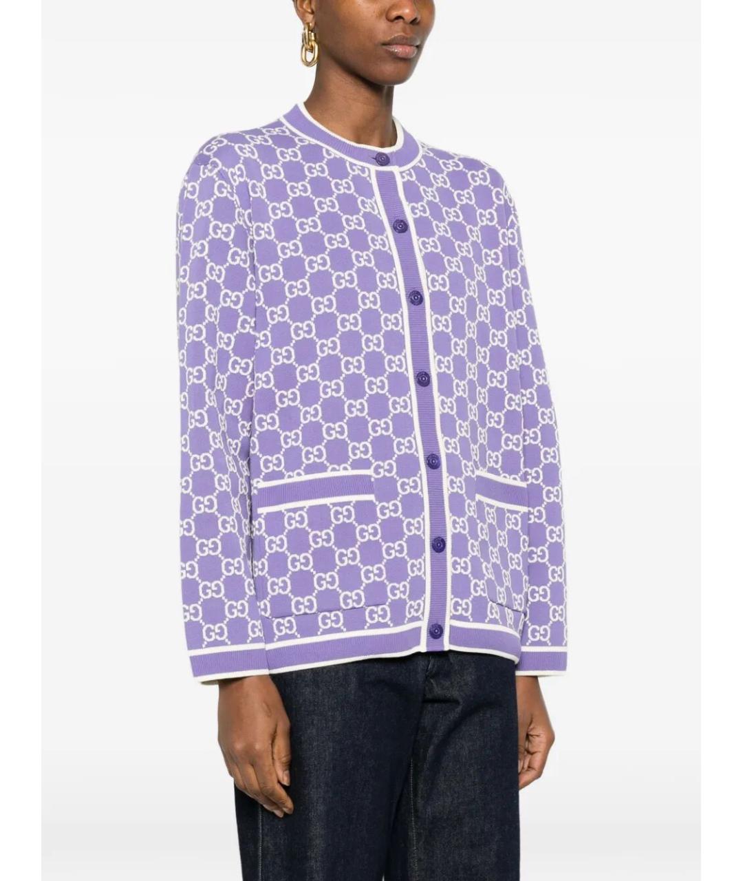 GUCCI Фиолетовый хлопковый кардиган, фото 4