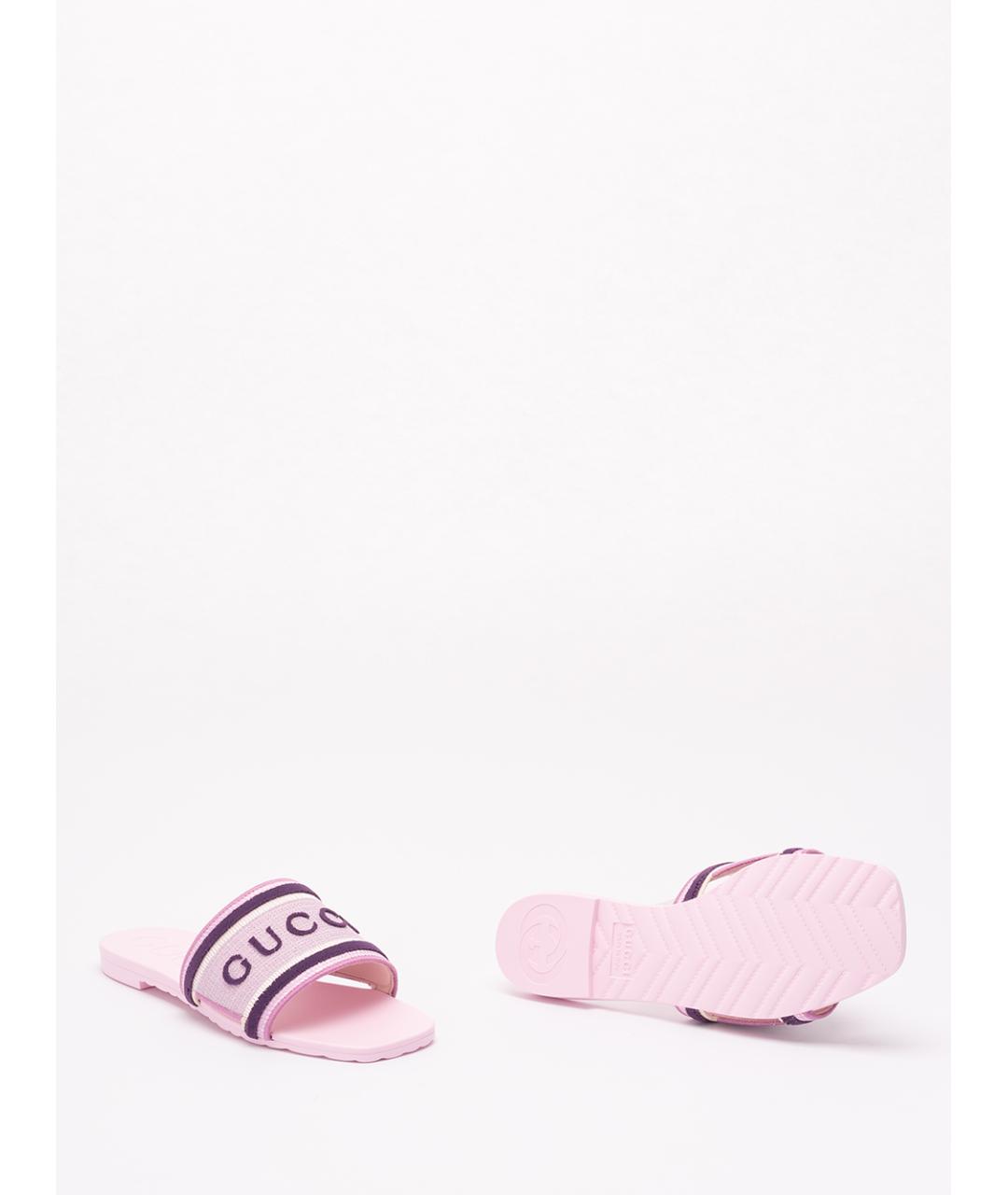 GUCCI Розовые текстильные шлепанцы, фото 4