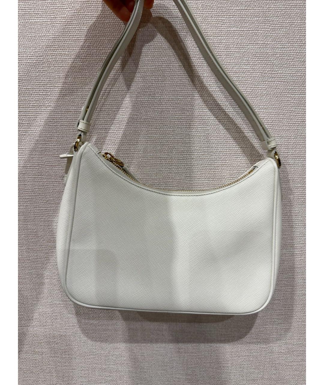 PRADA Белая кожаная сумка через плечо, фото 3