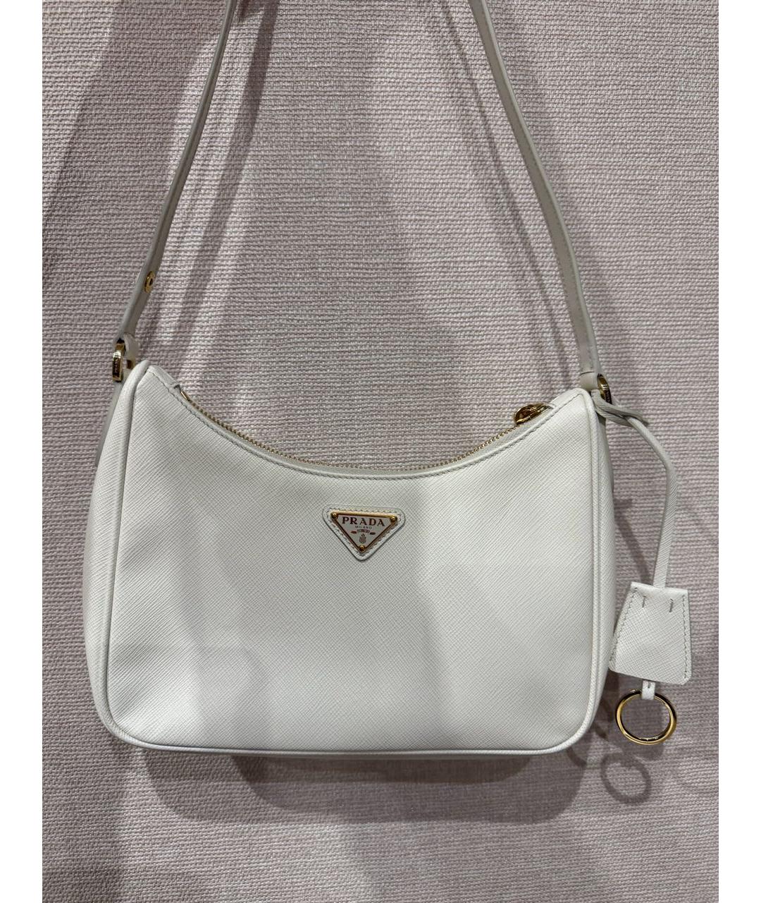 PRADA Белая кожаная сумка через плечо, фото 6