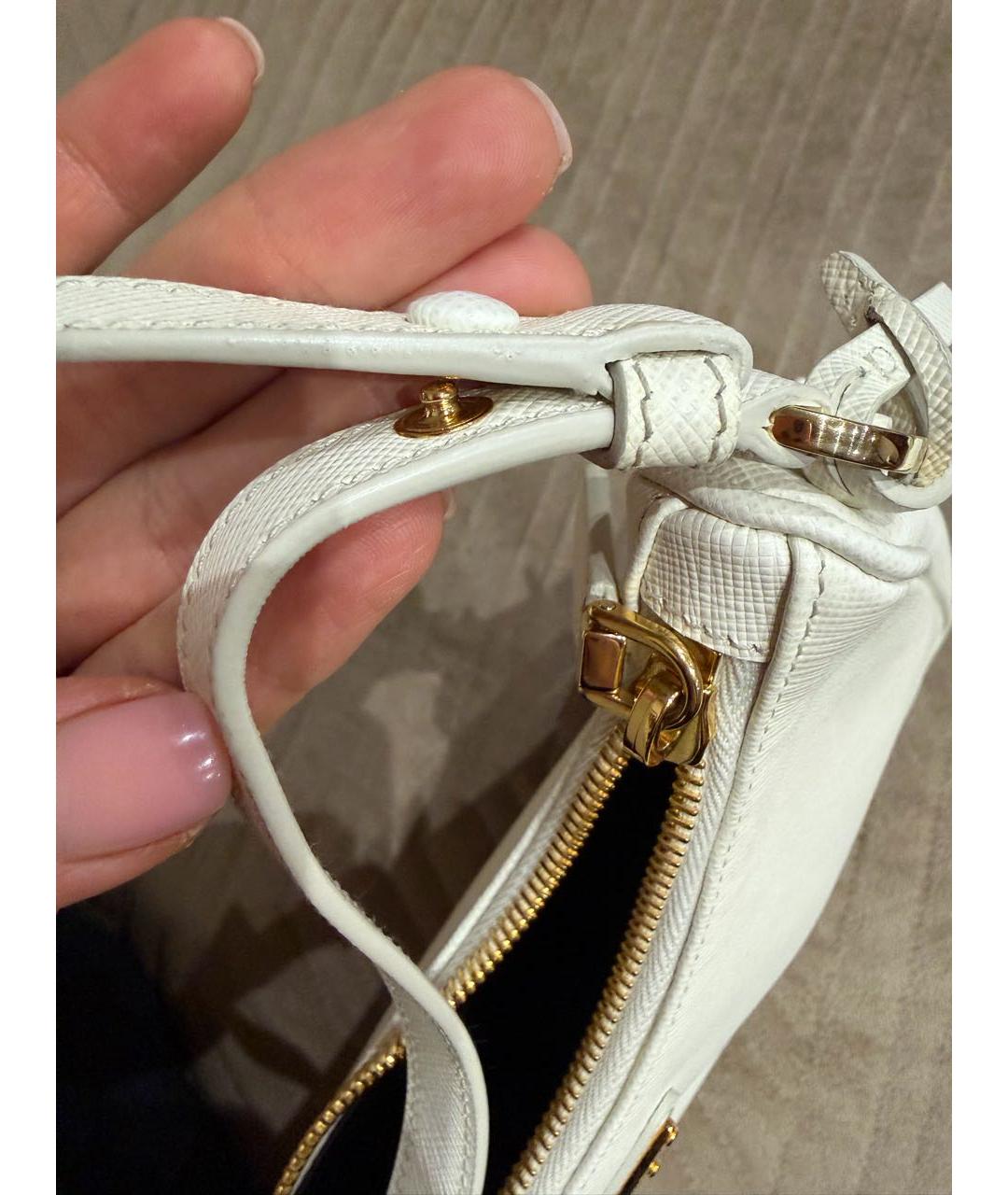 PRADA Белая кожаная сумка через плечо, фото 8