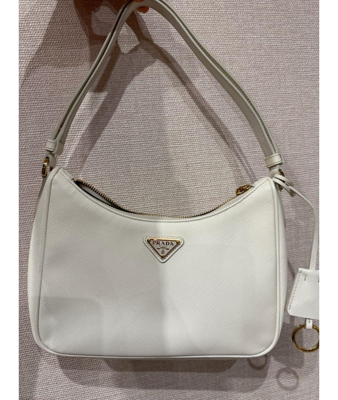 PRADA Белая кожаная сумка через плечо, фото 9