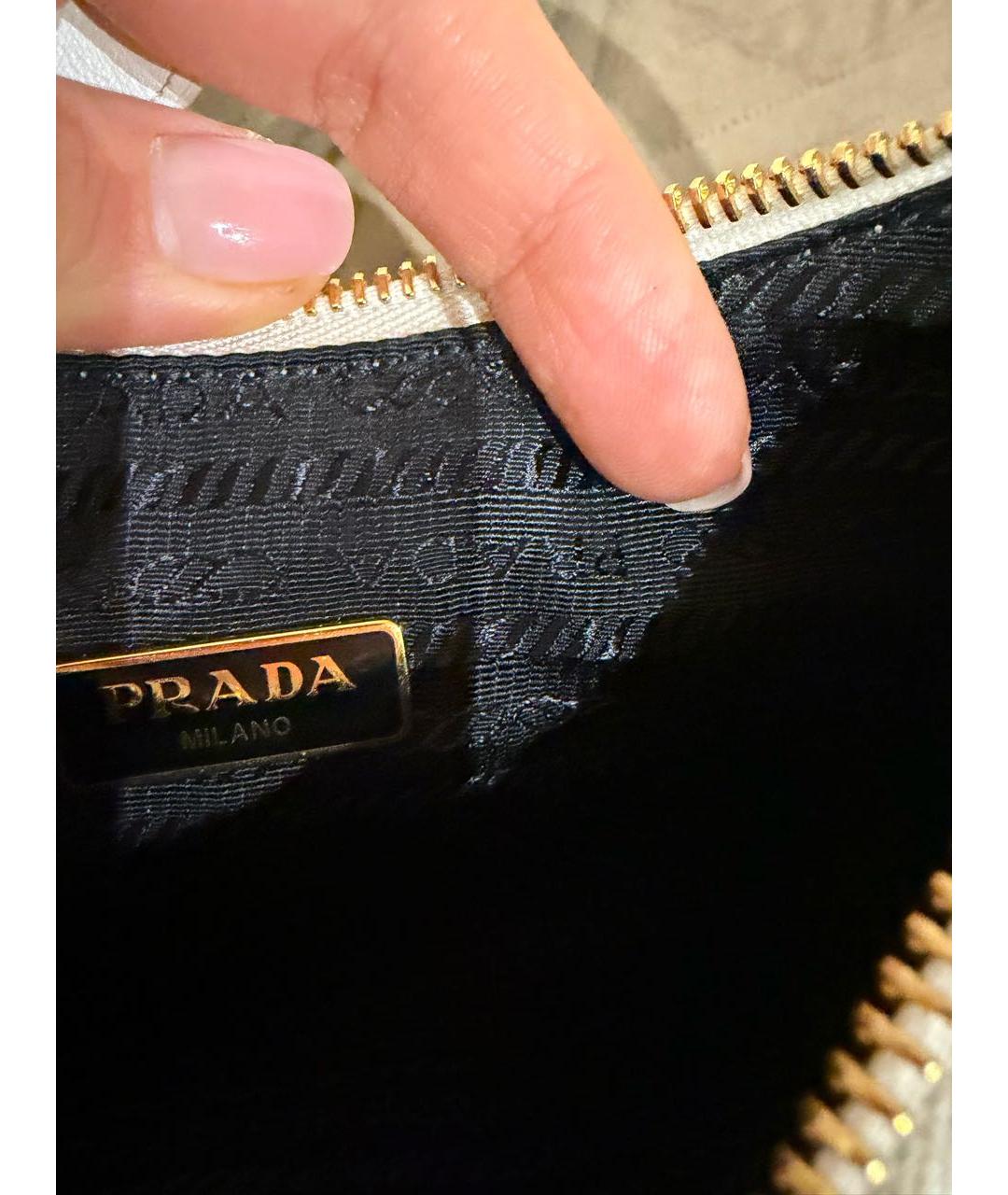 PRADA Белая кожаная сумка через плечо, фото 4