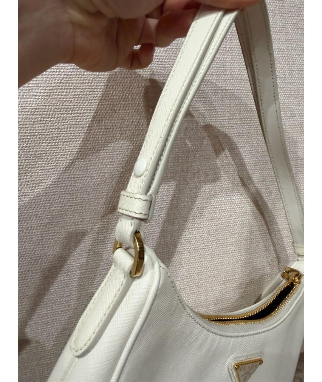 PRADA Белая кожаная сумка через плечо, фото 7