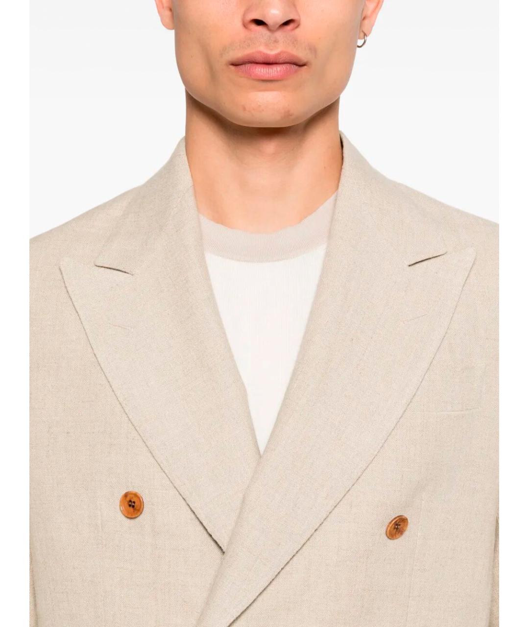 SARTORIO NAPOLI Бежевый льняной пиджак, фото 3