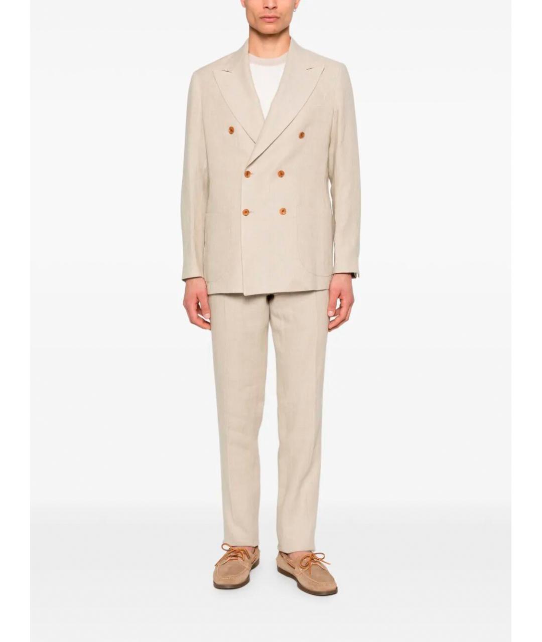 SARTORIO NAPOLI Бежевый льняной пиджак, фото 2