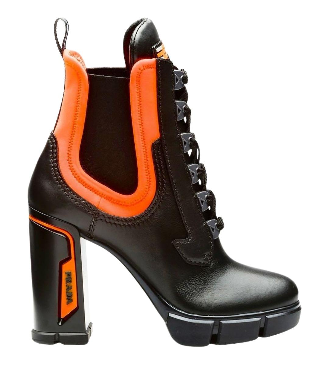 PRADA Черные кожаные ботильоны, фото 1