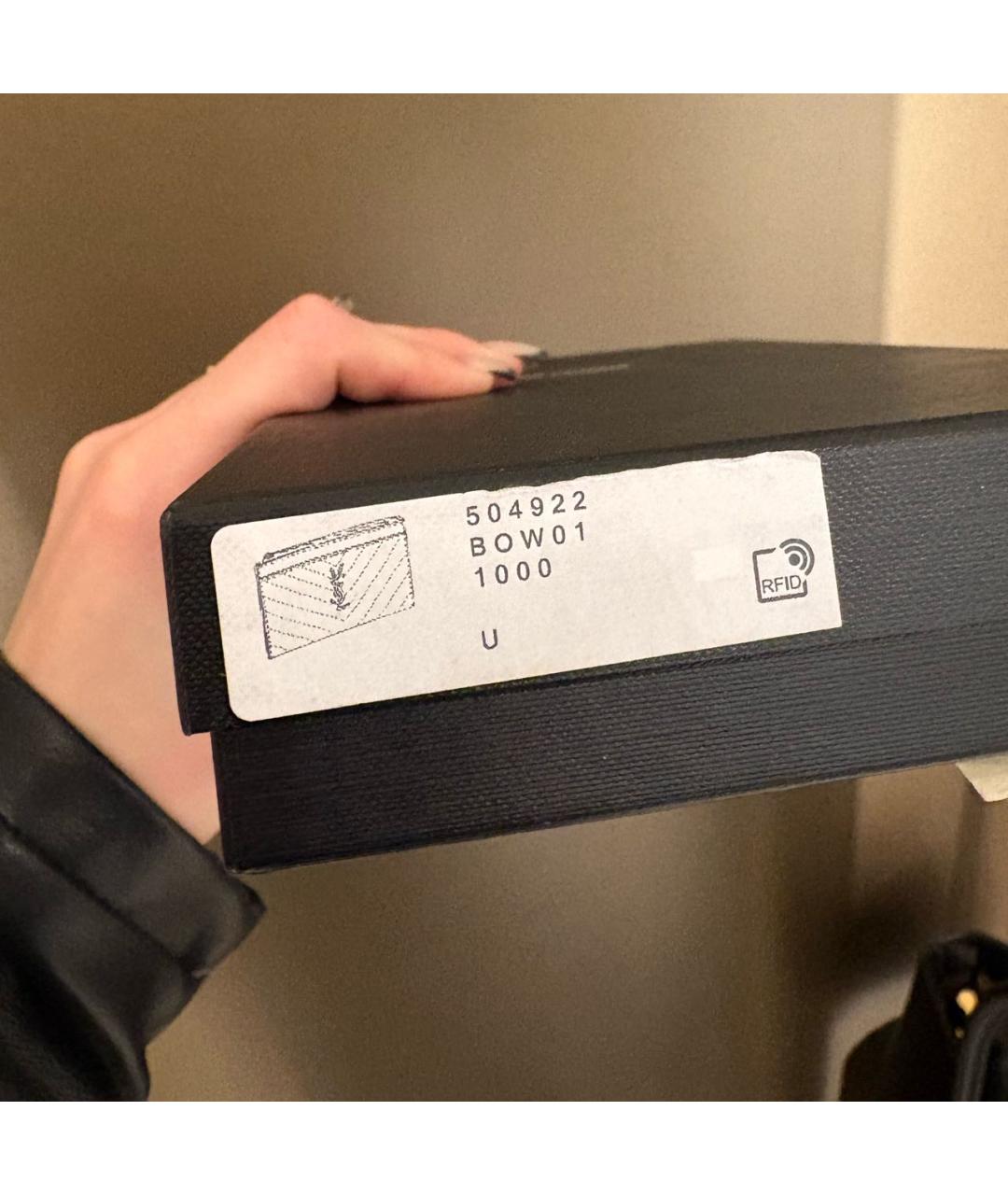 SAINT LAURENT Черный кожаный кошелек, фото 8