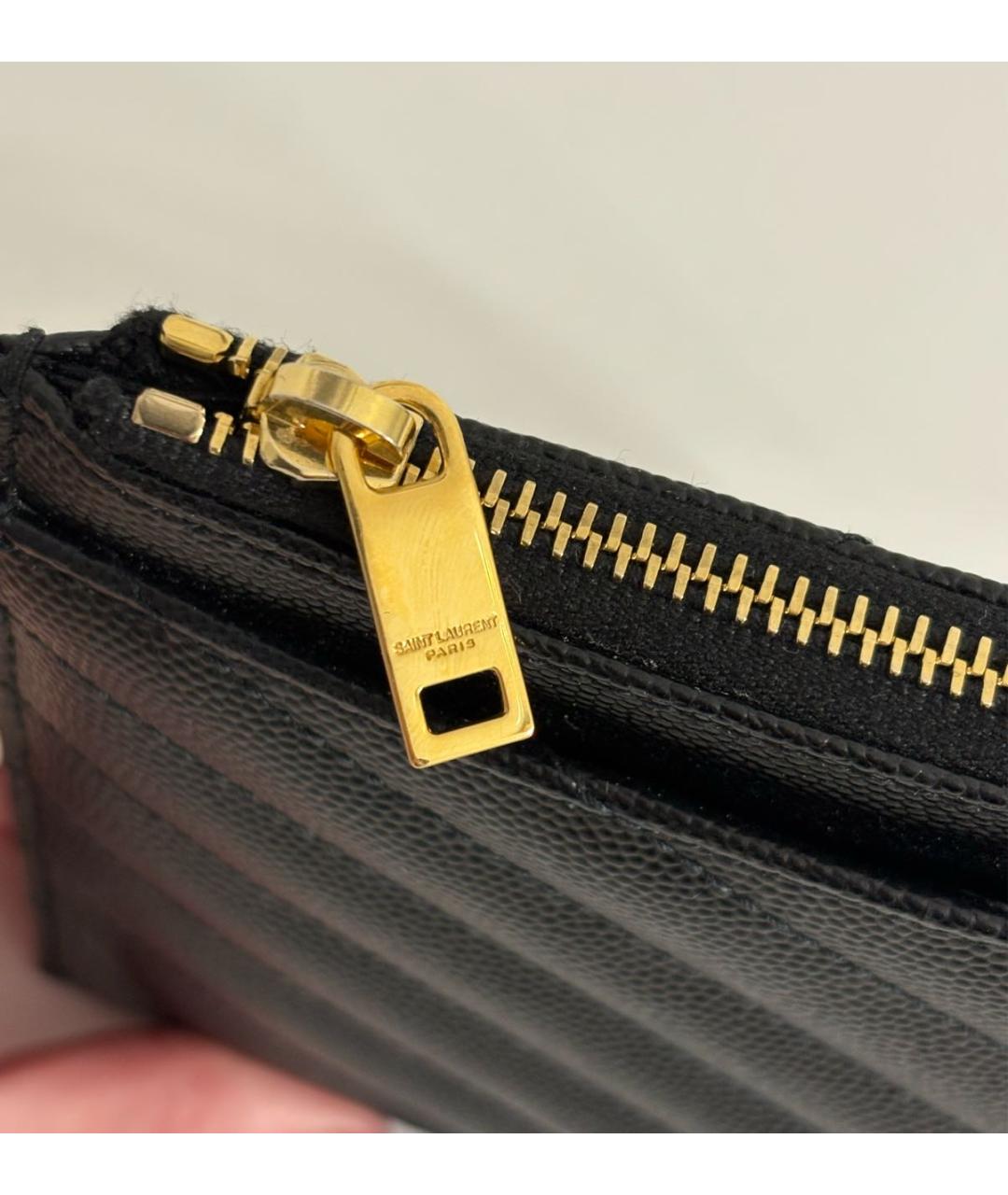 SAINT LAURENT Черный кожаный кошелек, фото 6