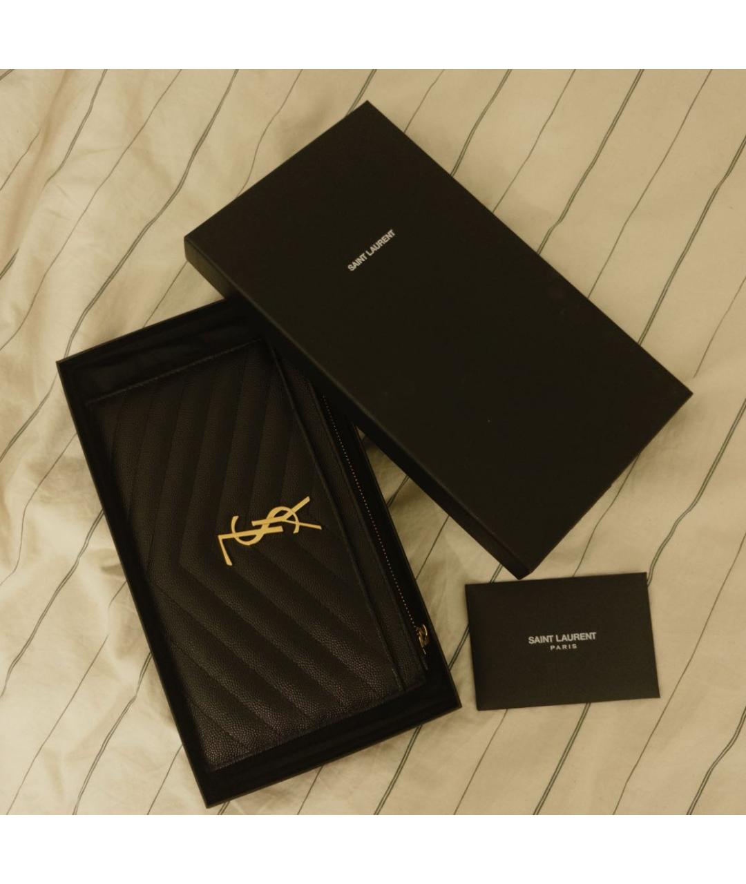 SAINT LAURENT Черный кожаный кошелек, фото 7