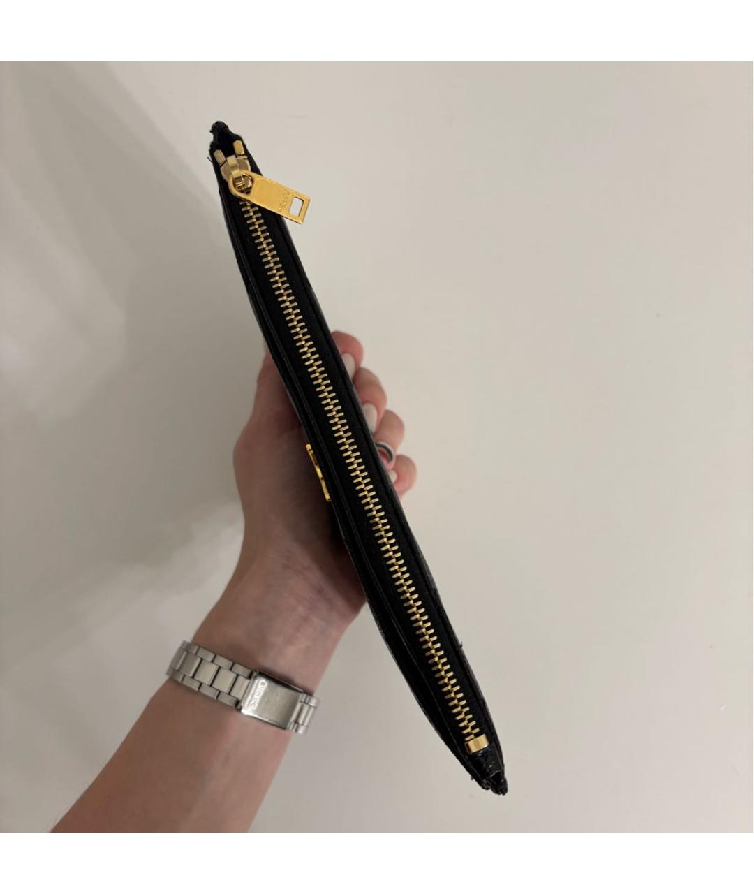 SAINT LAURENT Черный кожаный кошелек, фото 3