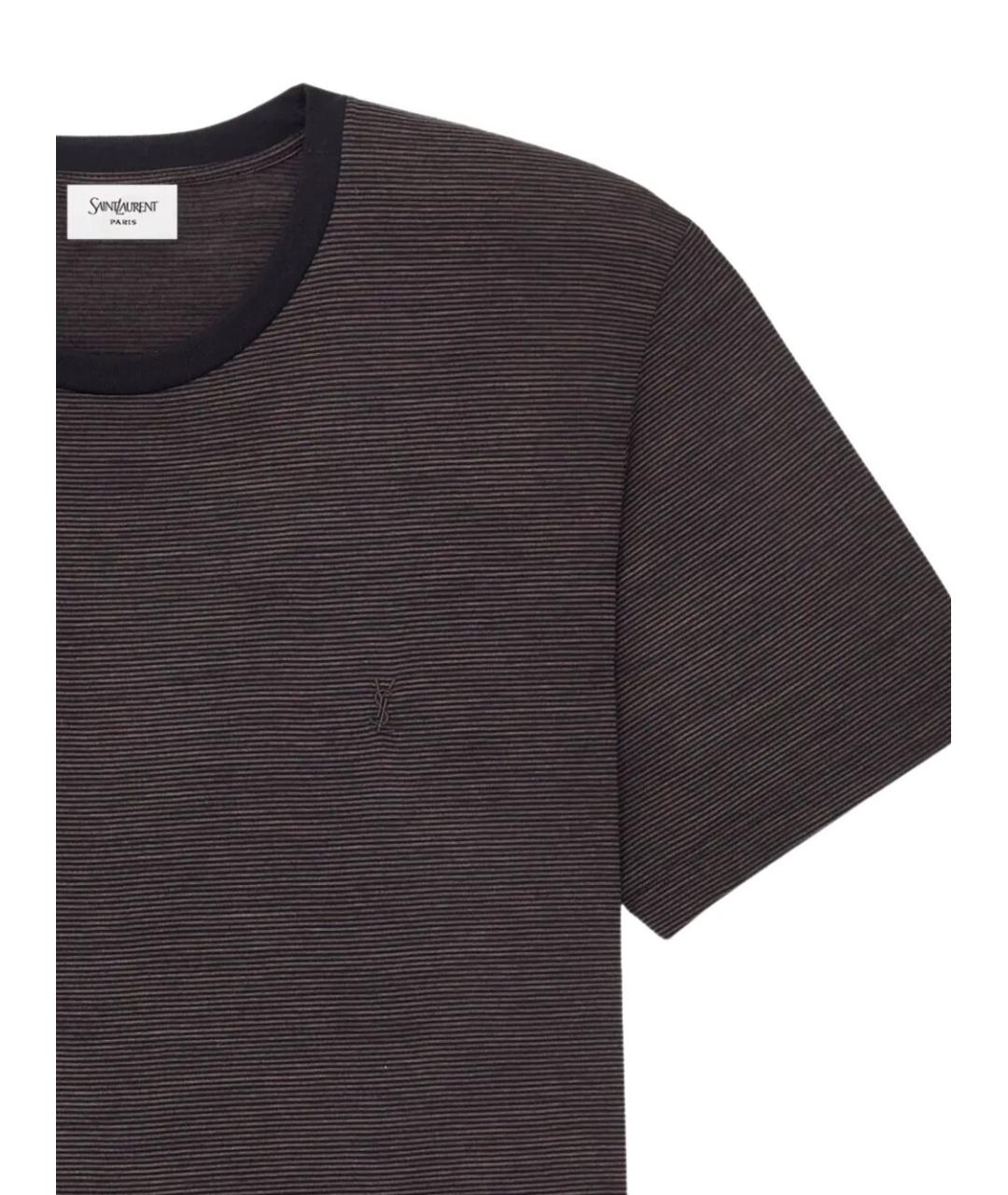 SAINT LAURENT Коричневая хлопко-шерстяная футболка, фото 3