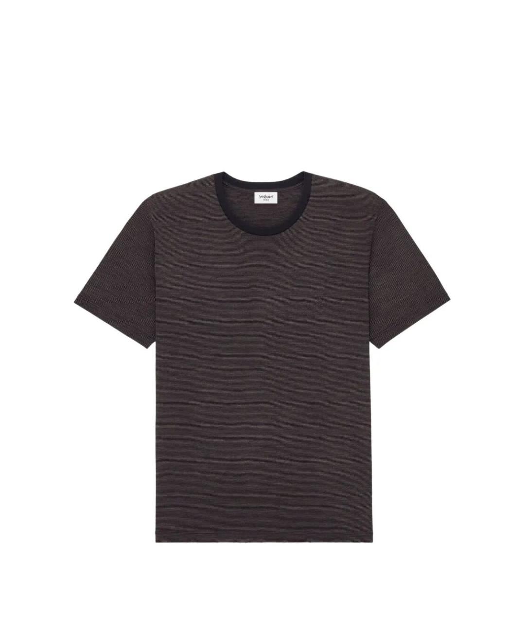 SAINT LAURENT Коричневая хлопко-шерстяная футболка, фото 4