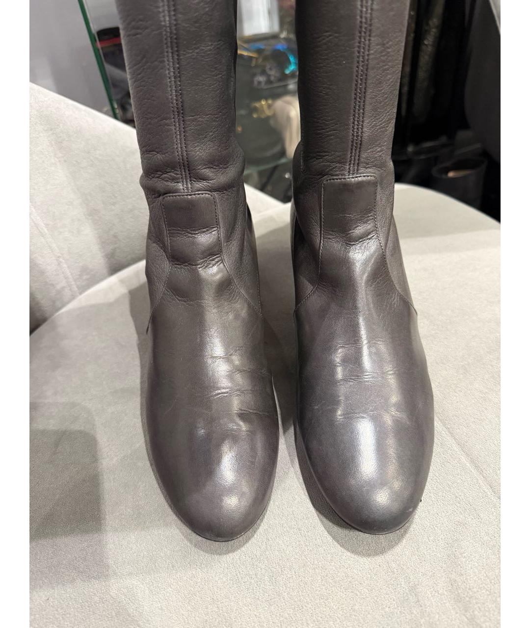 CASADEI Серые кожаные ботфорты, фото 4