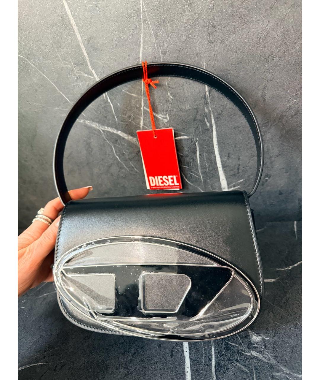 DIESEL Черная кожаная сумка через плечо, фото 9