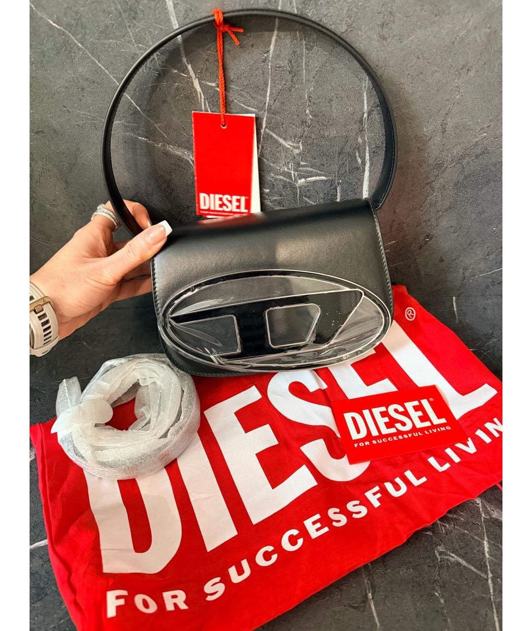 DIESEL Черная кожаная сумка через плечо, фото 8