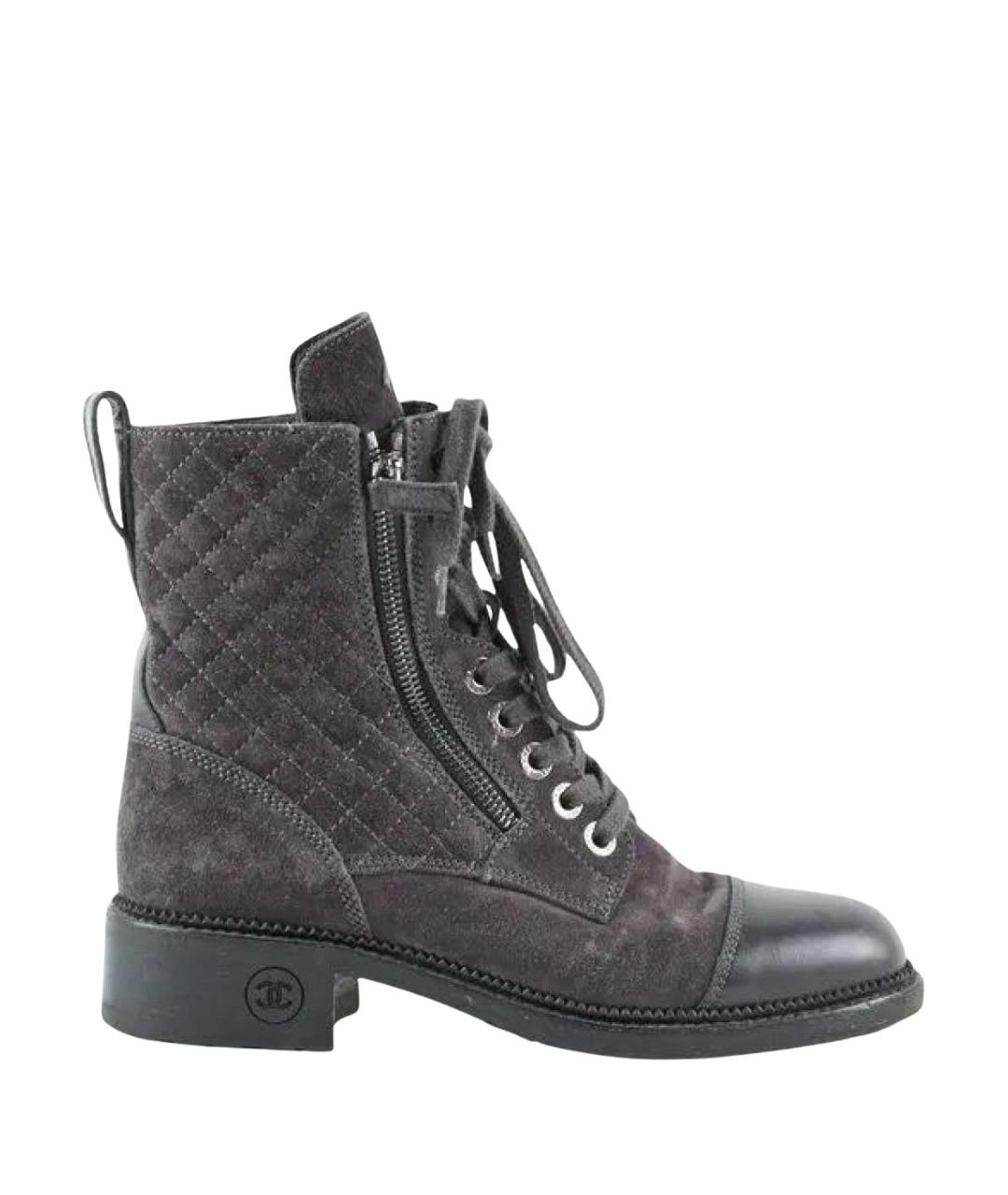 CHANEL Серые замшевые ботинки, фото 1