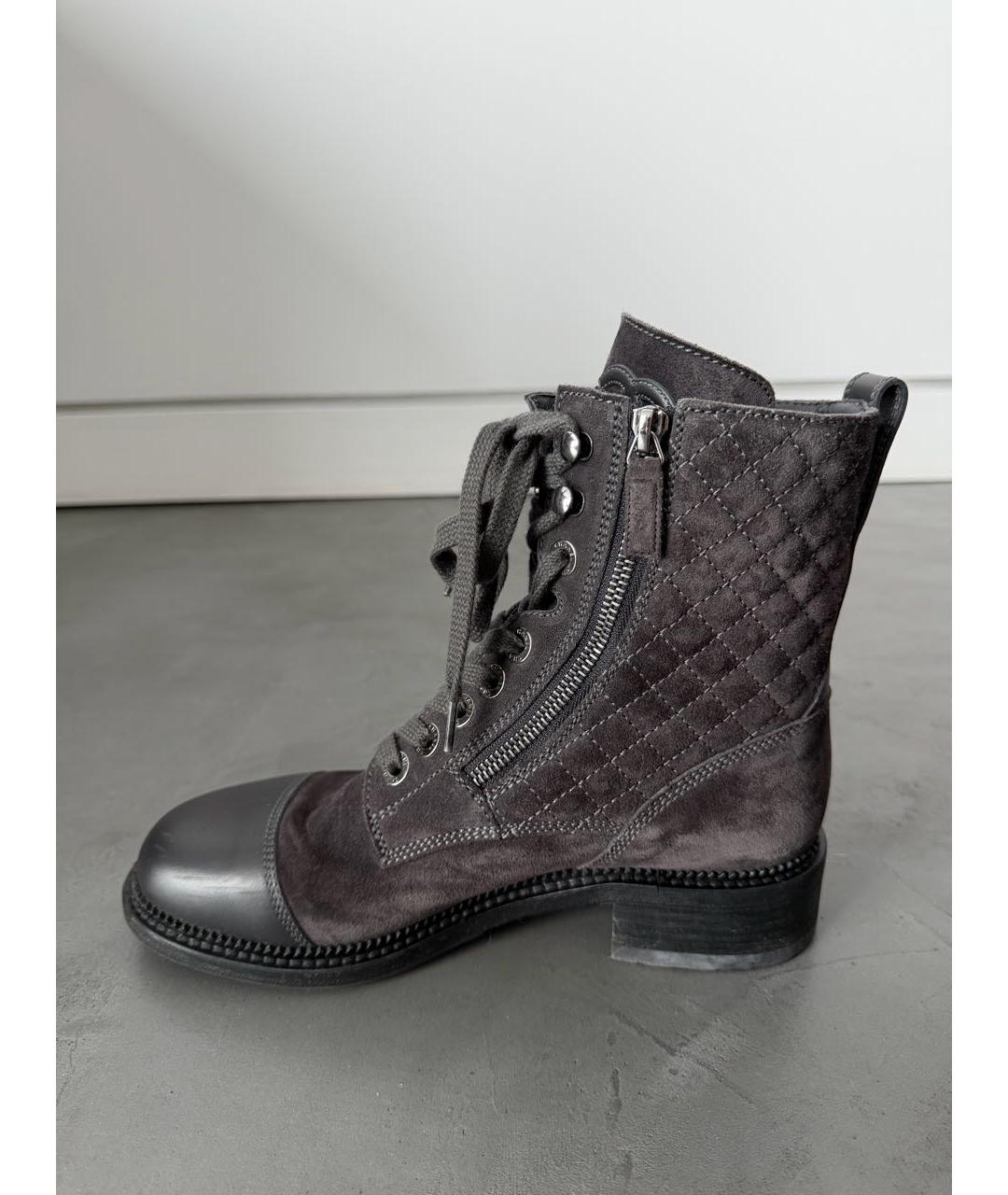 CHANEL Серые замшевые ботинки, фото 7