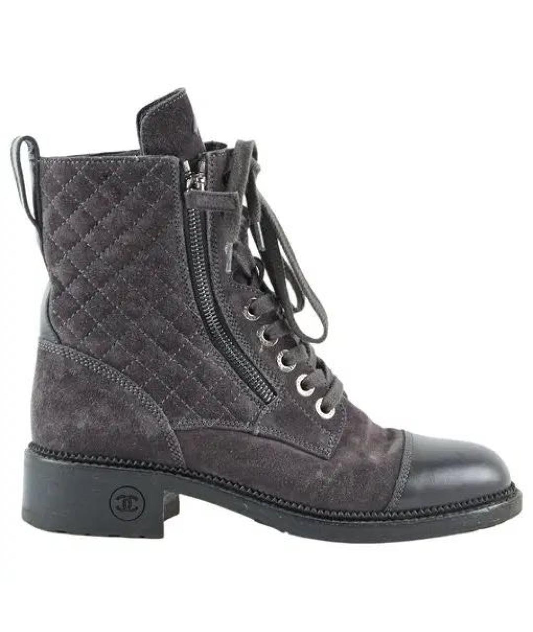 CHANEL Серые замшевые ботинки, фото 9