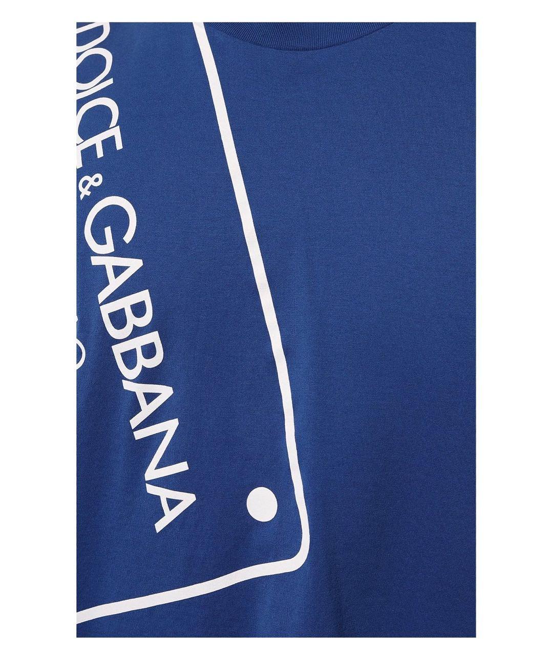DOLCE&GABBANA Синяя хлопковая футболка, фото 2