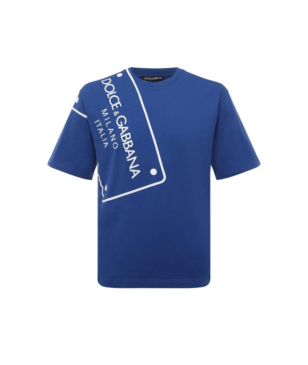 DOLCE&GABBANA Синяя хлопковая футболка, фото 6