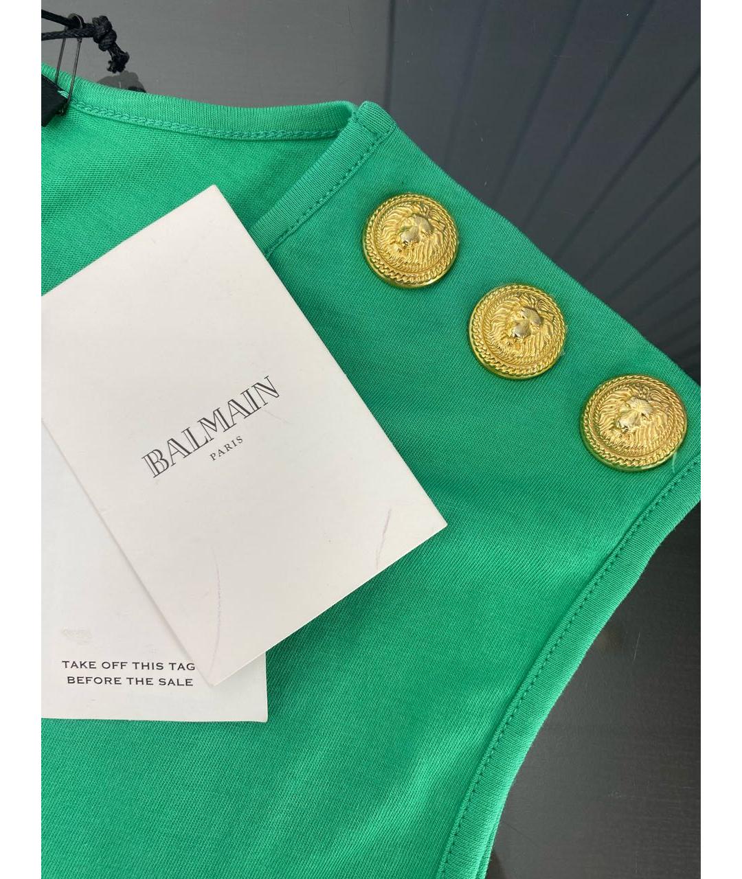 BALMAIN Зеленая хлопковая майка, фото 4