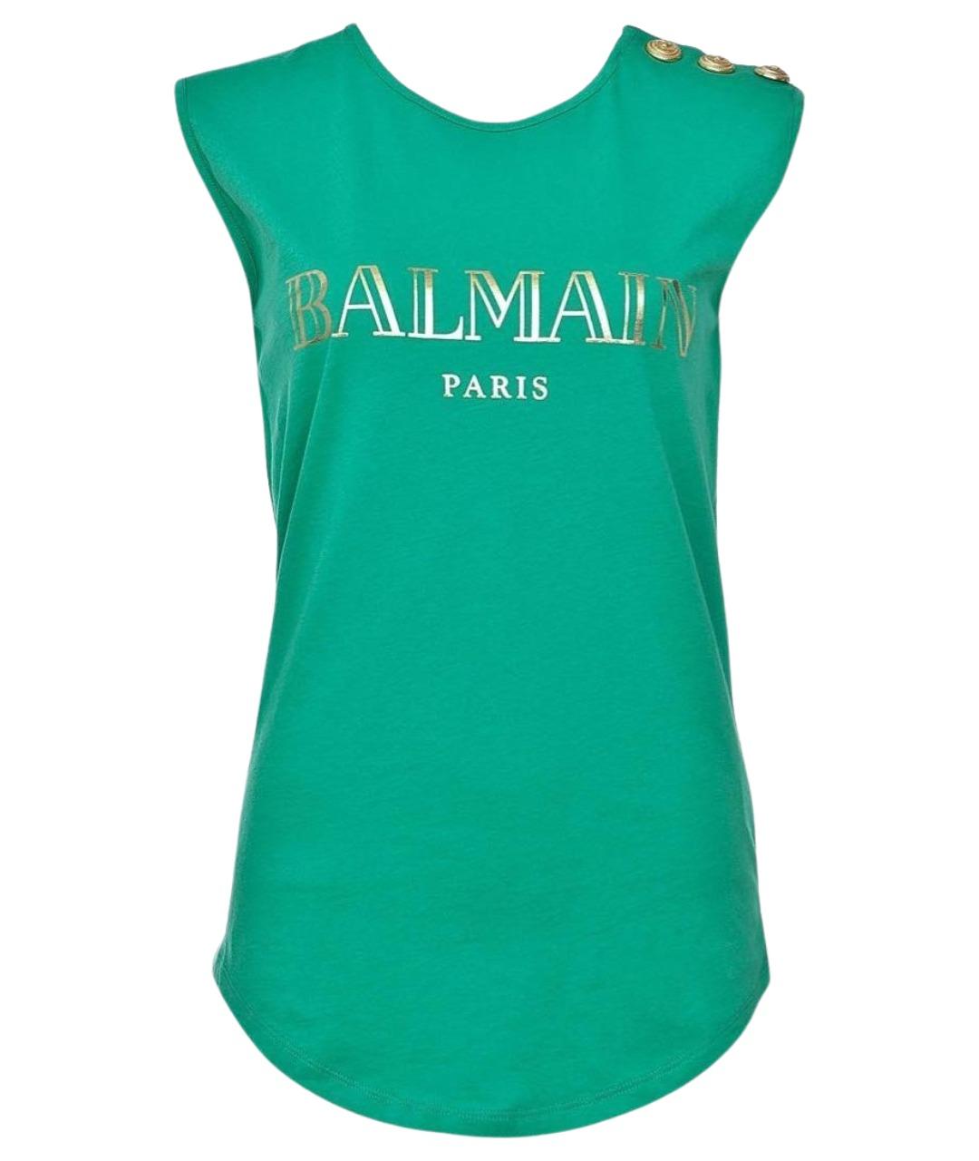 BALMAIN Зеленая хлопковая майка, фото 1
