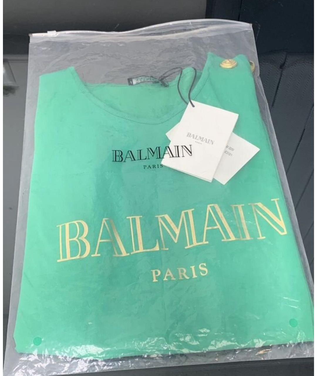 BALMAIN Зеленая хлопковая майка, фото 5