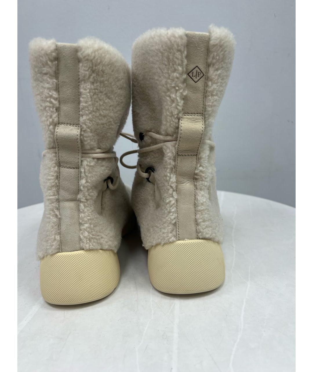 LORO PIANA Бежевые кожаные сапоги, фото 3