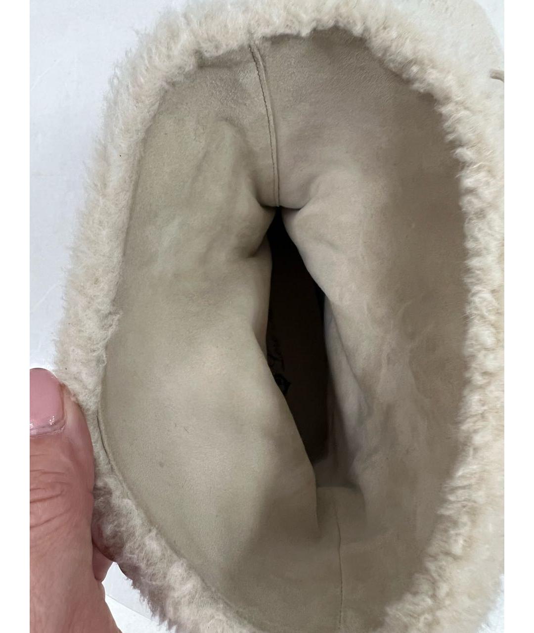 LORO PIANA Бежевые кожаные сапоги, фото 6