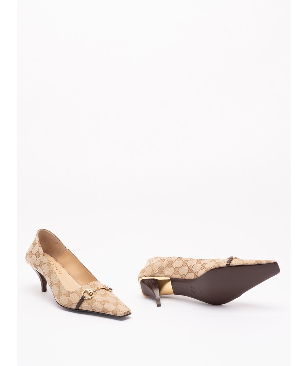 GUCCI Бежевые текстильные туфли, фото 4